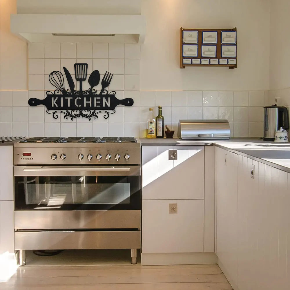 Rustic farmhouse kitchen metal wall sign