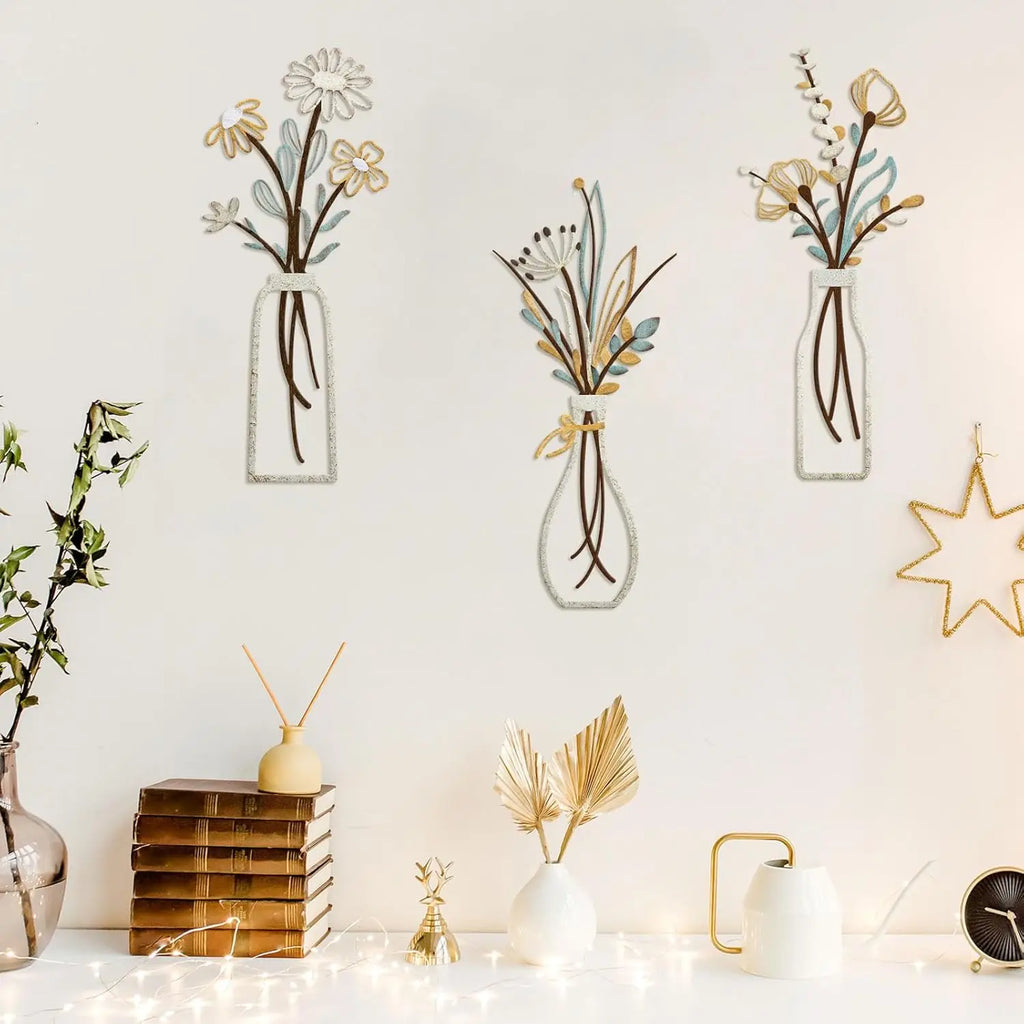 Additional view of rustic metal flower wall art