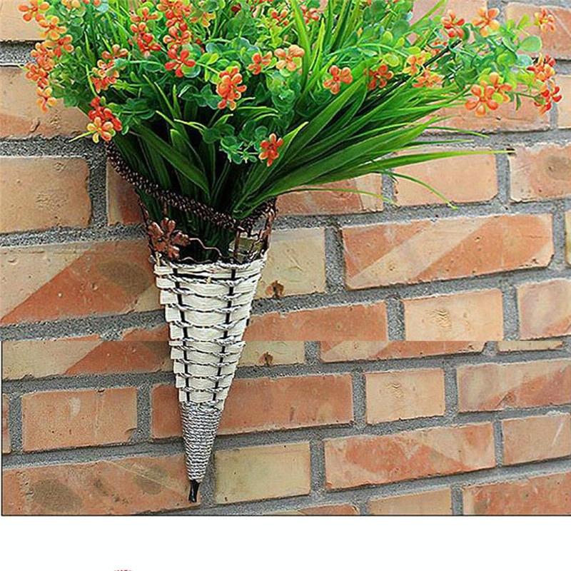 Farmhouse rattan wall vase for flowers or greenery