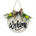 White rustic farmhouse Hello welcome sign