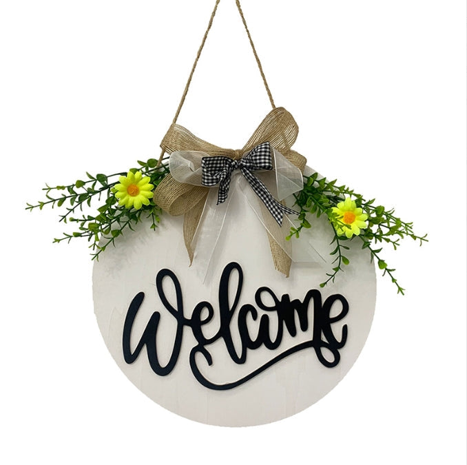 White rustic farmhouse Hello welcome sign