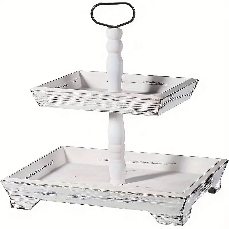 Rustic farmhouse tiered tray stand